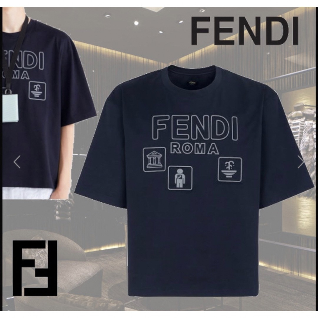フェンディ FENDI ロゴ コットンオーバーサイズ Tシャツ L