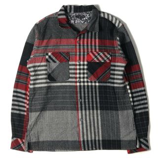 エンジニアードガーメンツ(Engineered Garments)のEngineered Garments エンジニアドガーメンツ クレイジーパターン チェック ウール オープンカラー シャツ レッド ブラック ホワイト M トップス シンプル ブランド カジュアル 【メンズ】【中古】【美品】【R049】(シャツ)