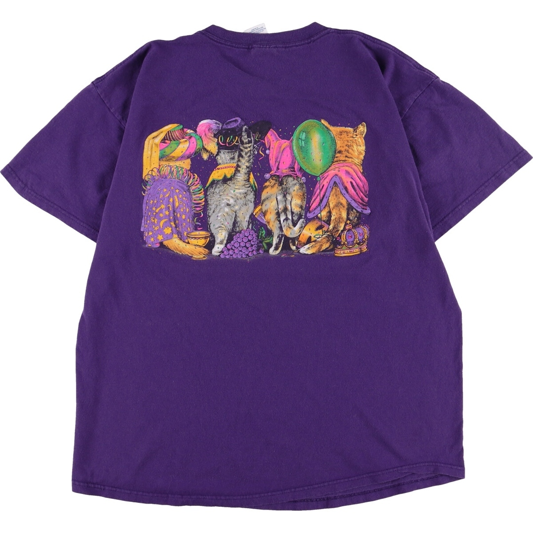 古着 90年代 ジャージーズ Jerzees ネコ柄 両面プリント アニマルプリントTシャツ メンズXL ヴィンテージ /eaa343112 90s ジャージーズ アニマルプリント スウェット XL jerzees