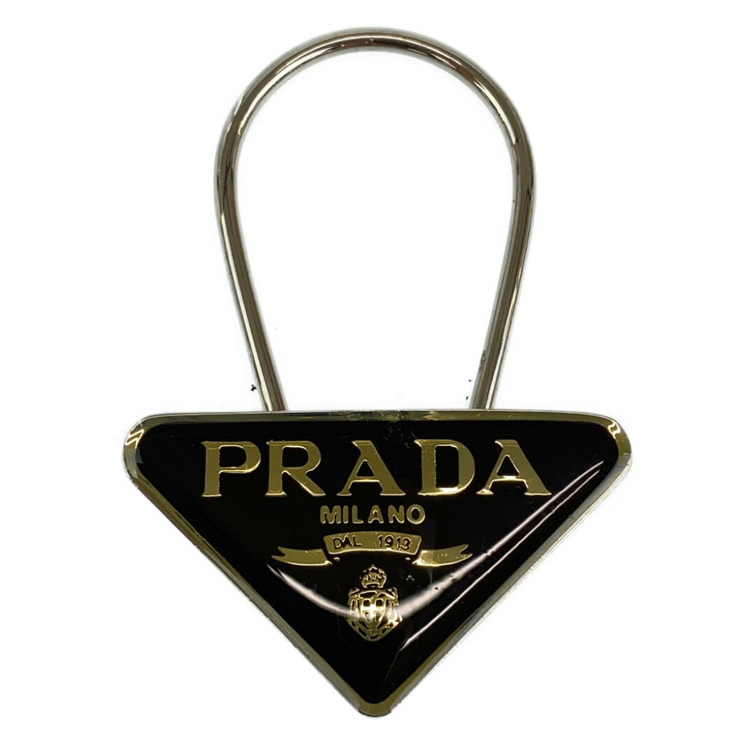 PRADA プラダ 三角プレート ブラック 黒 シルバー金具 メタル ...