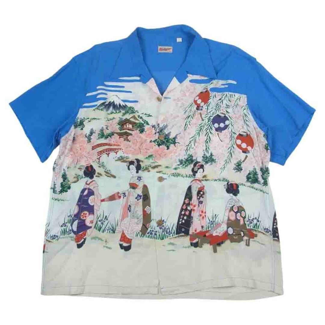 Sun Surf(サンサーフ)のSUN SURF サンサーフ SS38030 HAWAIIAN SHIRT OLD JAPANESE SCENERY ハワイアン アロハ シャツ 和柄 ブルー系 ホワイト系 M【中古】 メンズのトップス(タンクトップ)の商品写真