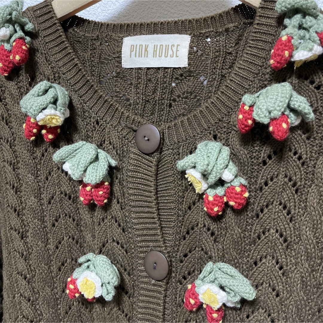 カネコイサオ ピンクハウス 90年代 苺沢山 カーディガン 定価5万 カネコイサオ ピンクハウス 90年代 苺沢山 カーディガン 定価5万