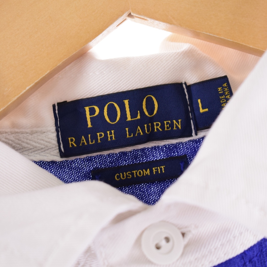 Ralph Lauren(ラルフローレン)の古着 ラルフローレン Ralph Lauren POLO RALPH LAUREN ボーダー柄 長袖 ラガーシャツ メンズL /eaa345853 メンズのトップス(ポロシャツ)の商品写真