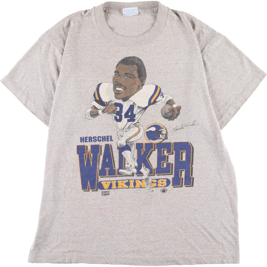 80年代 SALEM SPORTSWEAR NFL MINNESOTA VIKINGS ミネソタバイキングス HERSCHEL WALKER ハーシェルウォーカー スポーツプリントTシャツ USA製 メンズL ヴィンテージ /eaa342108