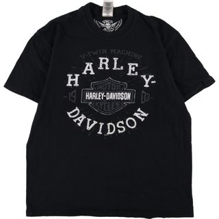 ハーレーダビッドソン(Harley Davidson)の古着 ハーレーダビッドソン Harley-Davidson 両面プリント モーターサイクル バイクTシャツ レディースXL /eaa343726(Tシャツ(半袖/袖なし))