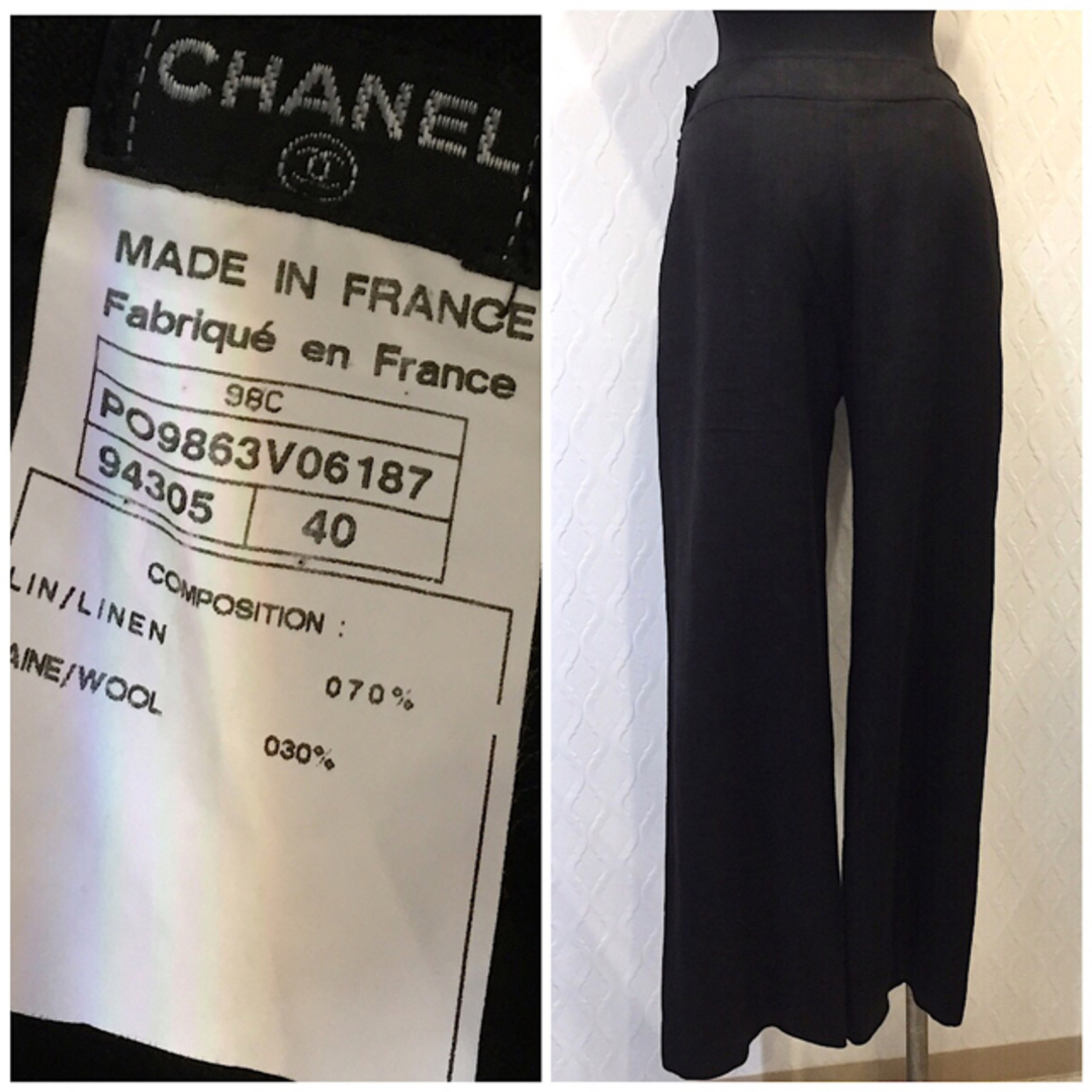 CHANEL - CHANEL シャネル リネン パンツ ブラック ココマークの通販
