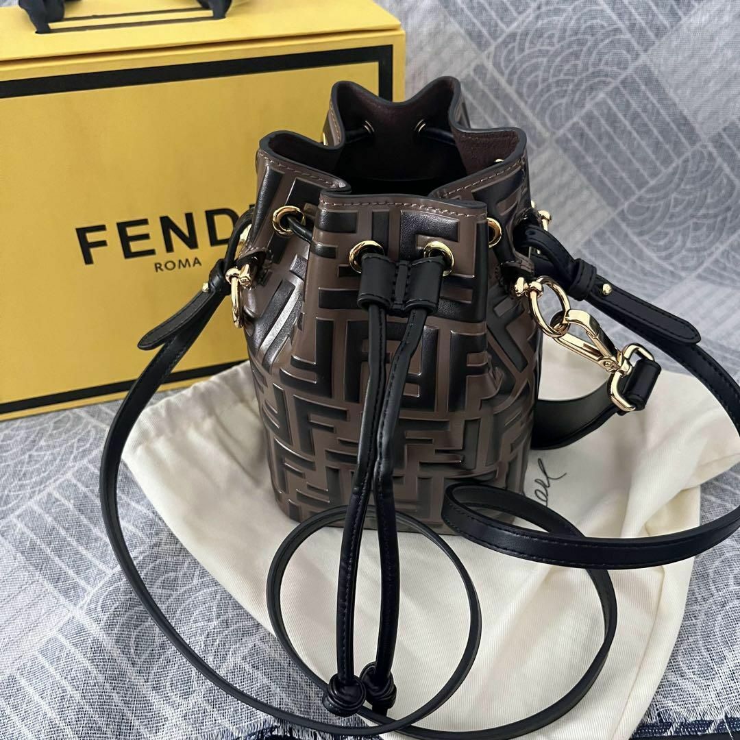 FENDI - フェンディ モン トレゾール レザー ミニバッグ ブラウンの