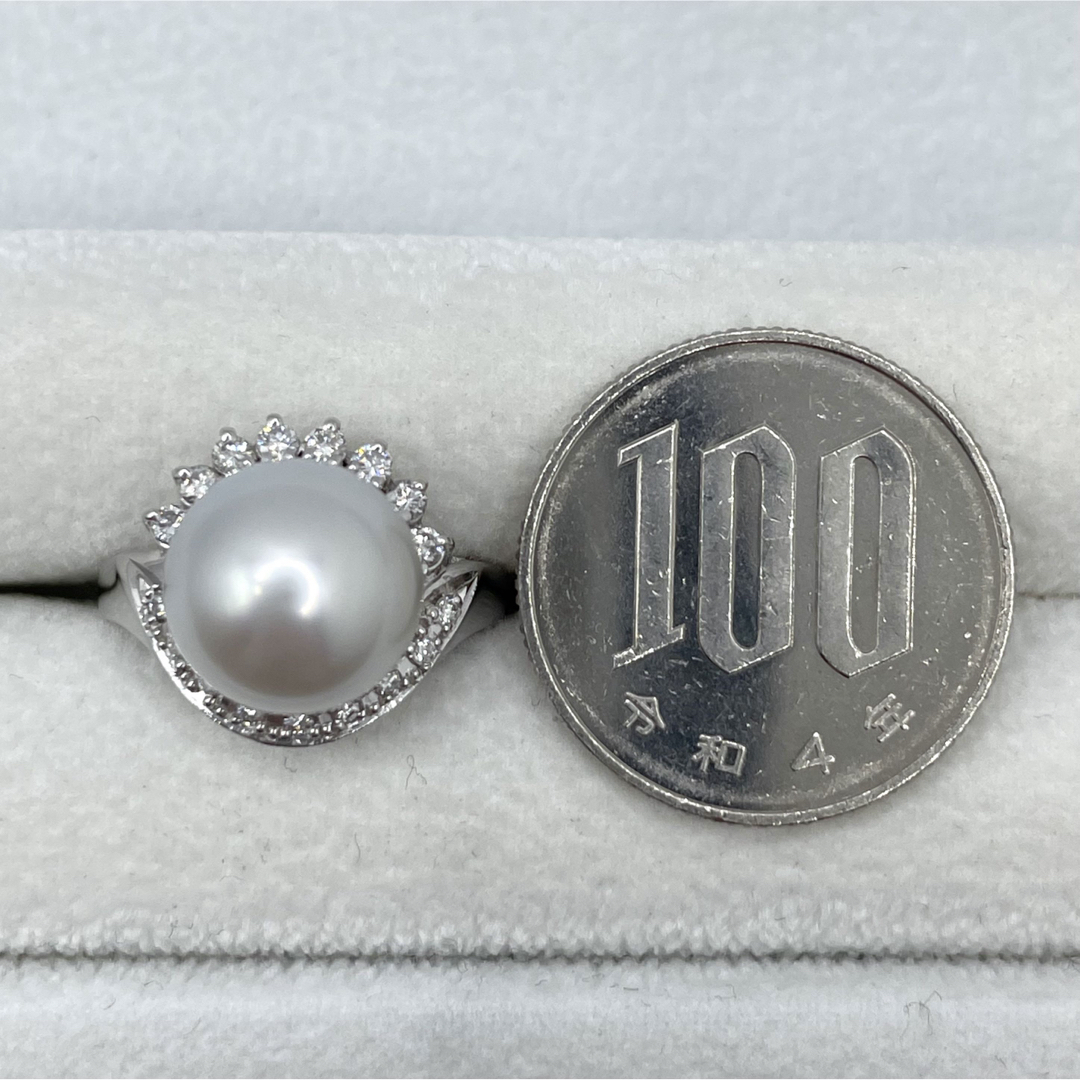 三越 pt900 パール ダイヤ0.27ct リング-