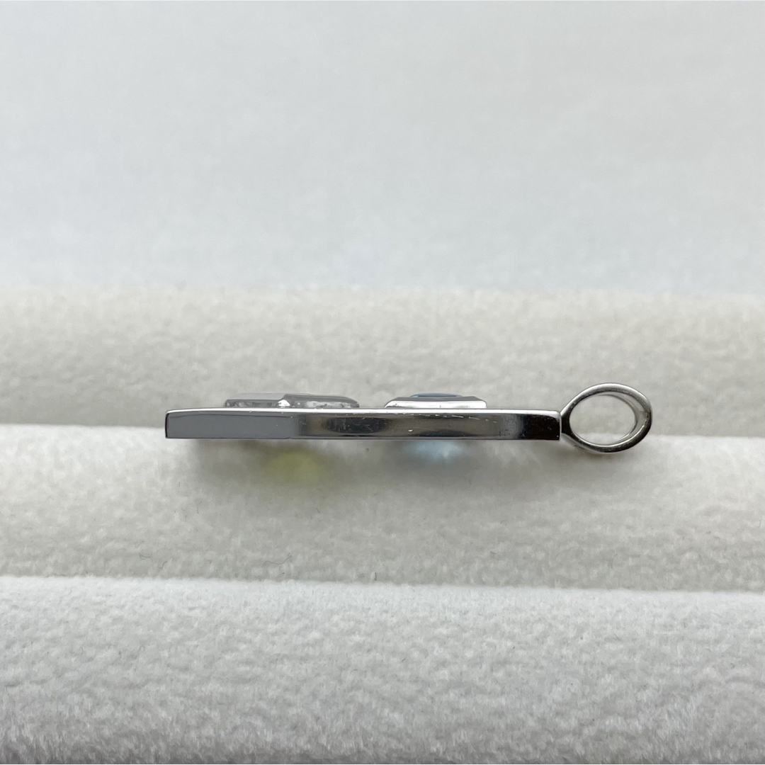 アウトレット 美品 k18WG トパーズ ペリドット ダイヤ0.1ct ペンダント