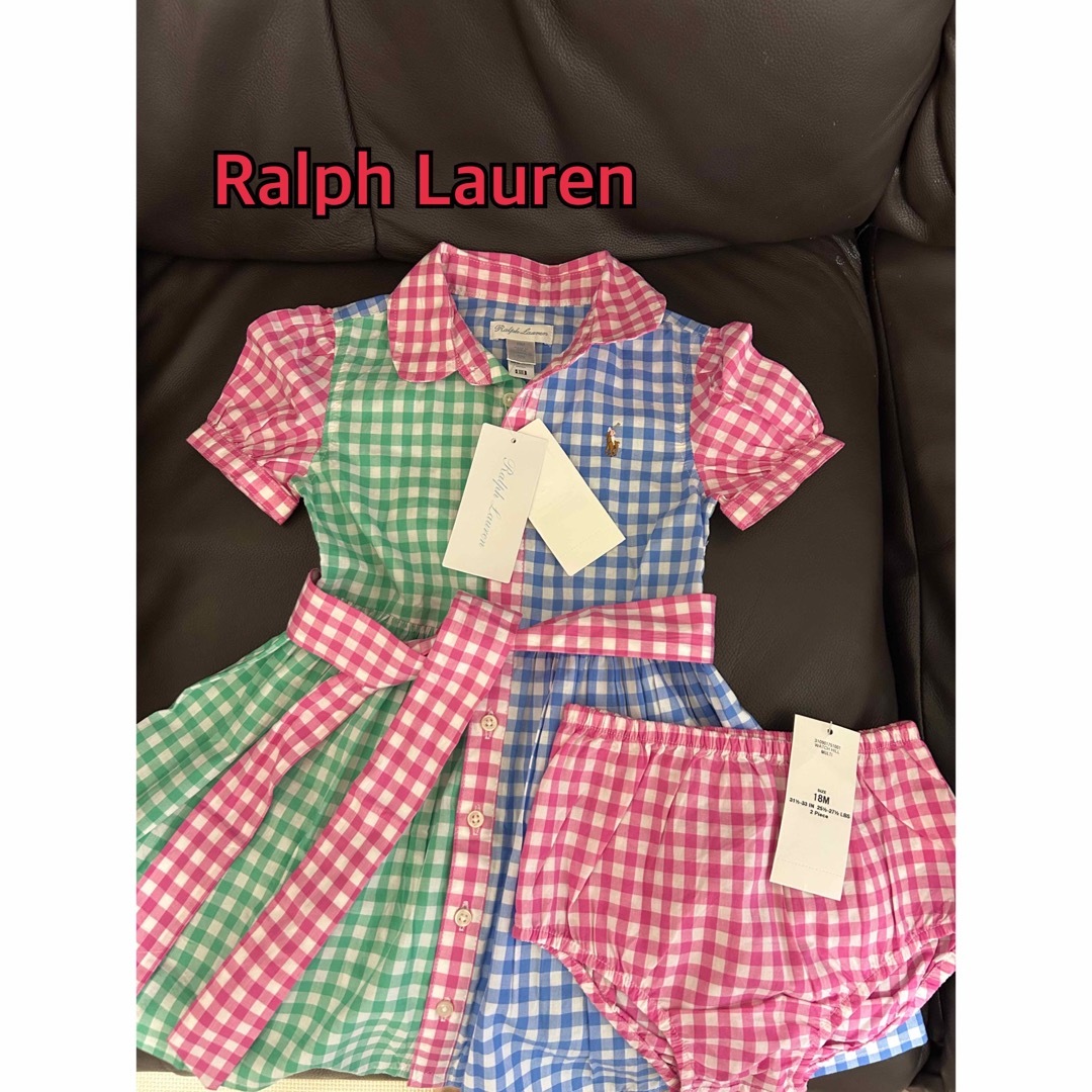 Ralph Lauren(ラルフローレン)のラルフローレン★新品タグ付き　ギンガムプリントポプリンワンピース＆ブルマー キッズ/ベビー/マタニティのベビー服(~85cm)(ワンピース)の商品写真