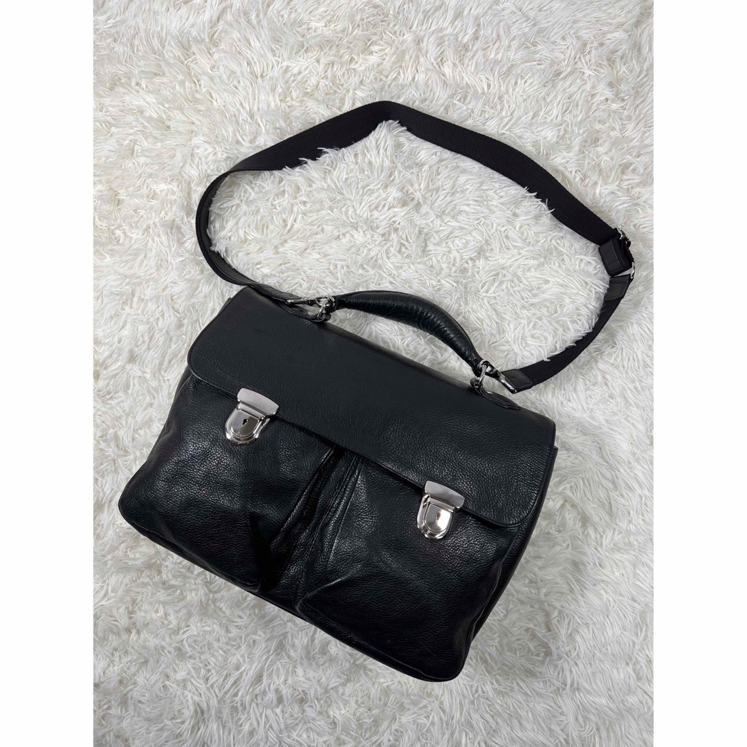 美品 ザネラート ZINA ジーナ 2way ブリーフケース ブラック シボ革-