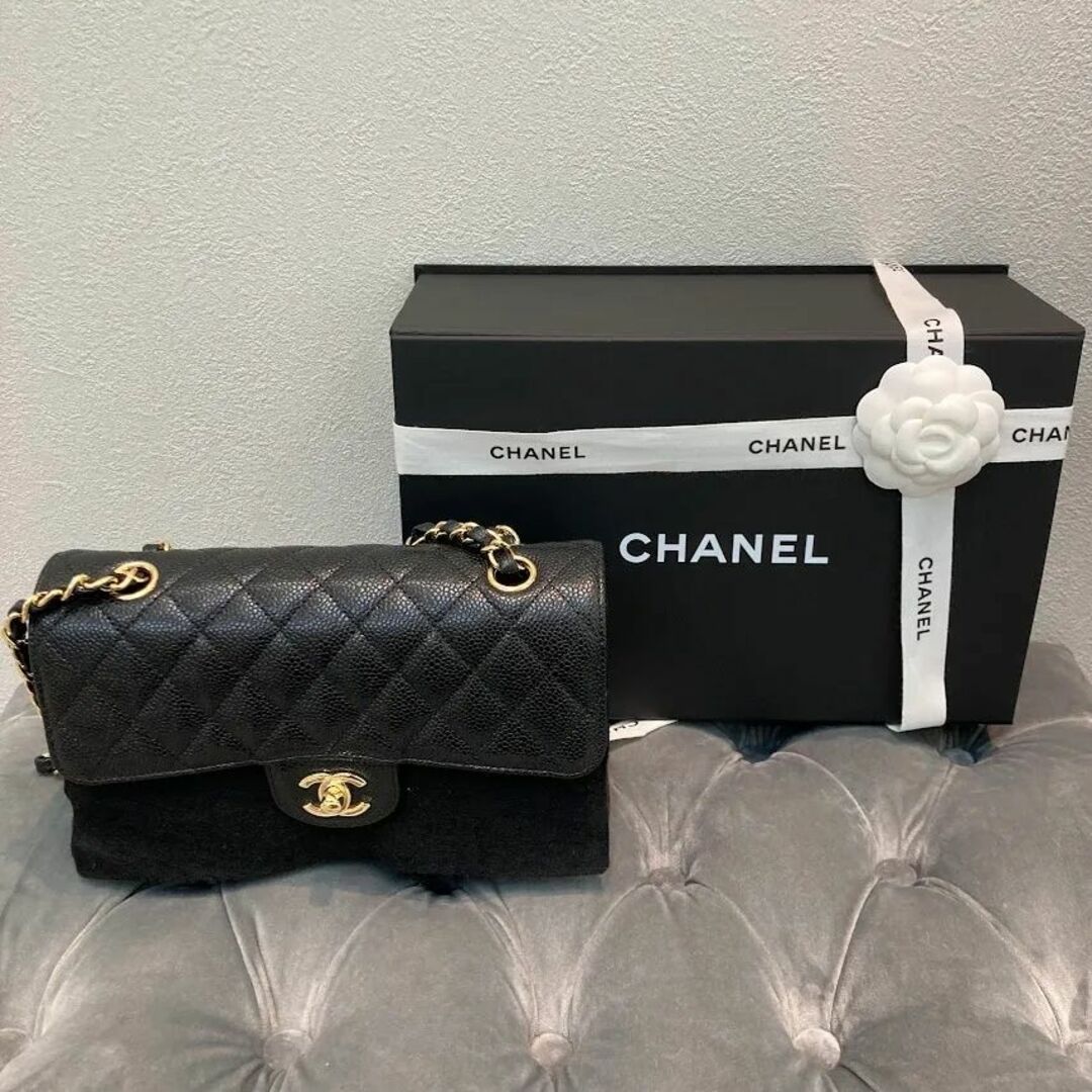 CHANEL シャネル キャビアスキン ダブルフラップ25 ショルダーバッグ