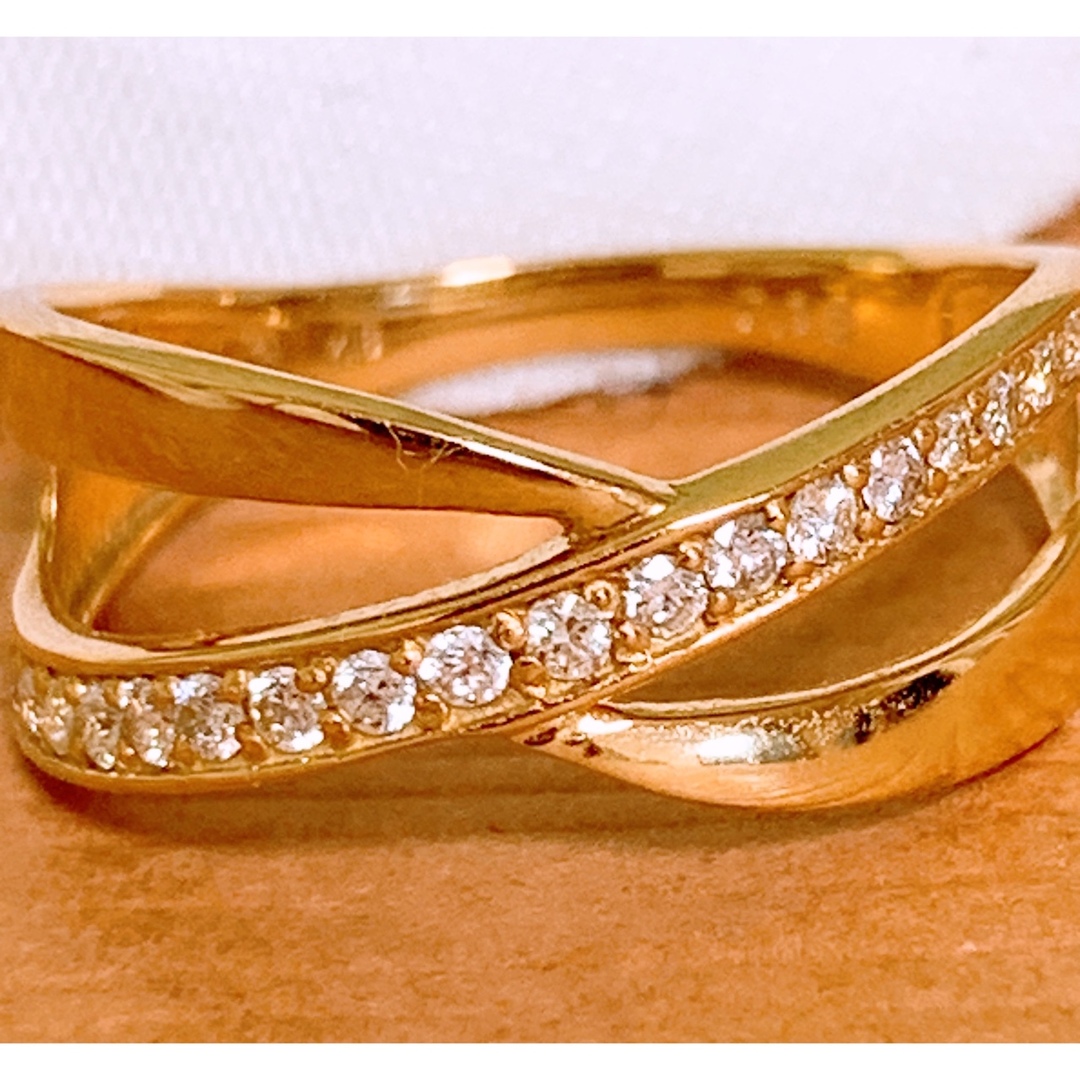 美品❗️D0.15CT✨k183連風ダイヤモンドリング k18ダイヤモンドリング