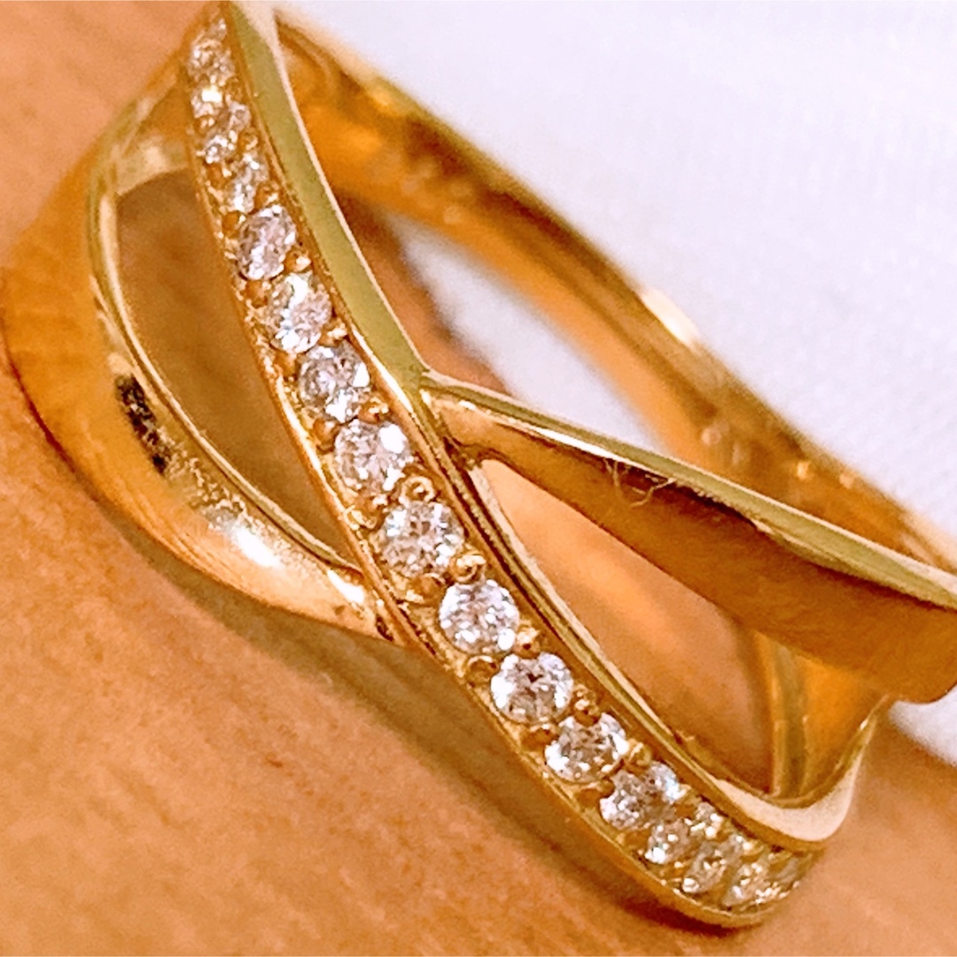 美品❗️D0.15CT✨k183連風ダイヤモンドリング k18ダイヤモンドリング-