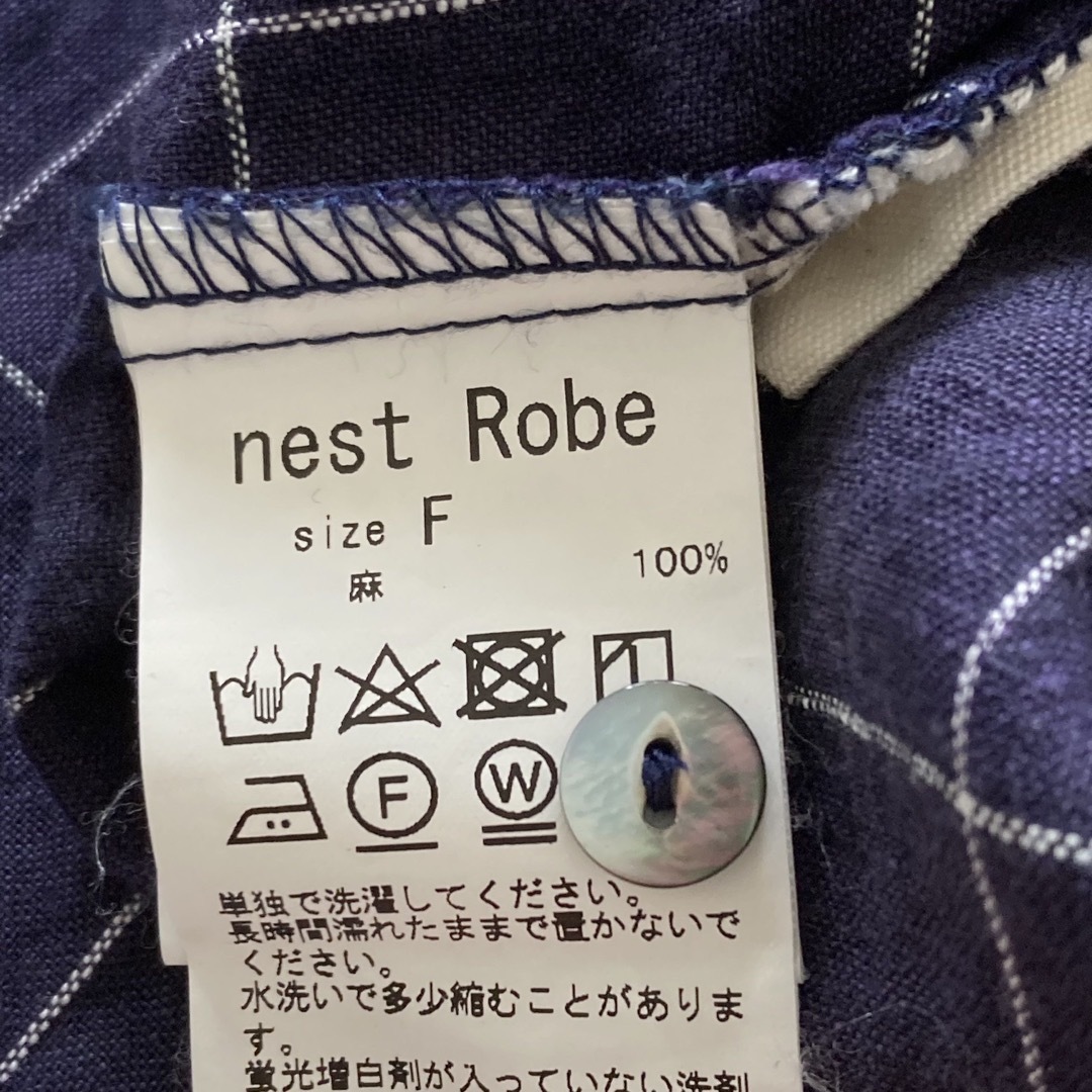 nest Robe(ネストローブ)の★ネストローブ★ロングワンピース★リネン★先染め★ペンチェック★ネイビー★羽織り レディースのワンピース(ロングワンピース/マキシワンピース)の商品写真