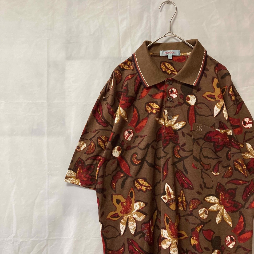 KENZO(ケンゾー)の90s KENZOGOLF ポロシャツ 総柄 ワンポイント刺繍 ビッグシルエット メンズのトップス(ポロシャツ)の商品写真