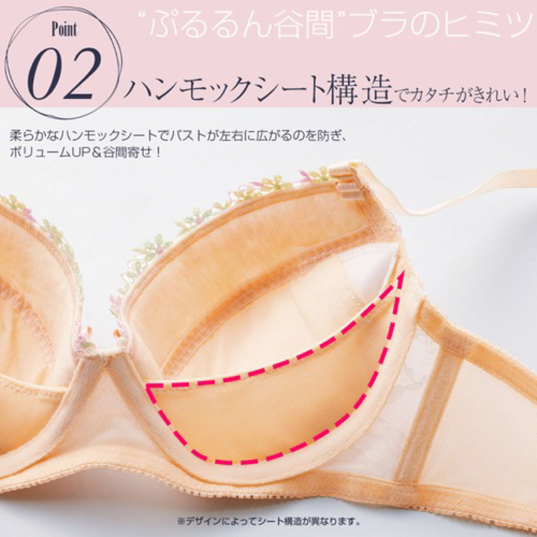 大きいサイズ ノンワイヤー ブラジャー ショーツ 上下セット 青 花柄系
