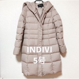 美品 インディヴィ 3wayダウンコート ラクーンファー 42 XL ベージュ