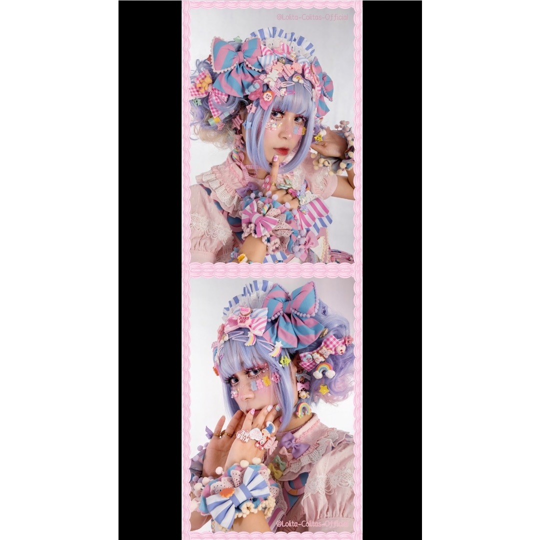 Angelic Pretty(アンジェリックプリティー)の■Lolita&Colitas■Popcorn Clubリボンクリップ&ブローチ レディースのヘアアクセサリー(バレッタ/ヘアクリップ)の商品写真