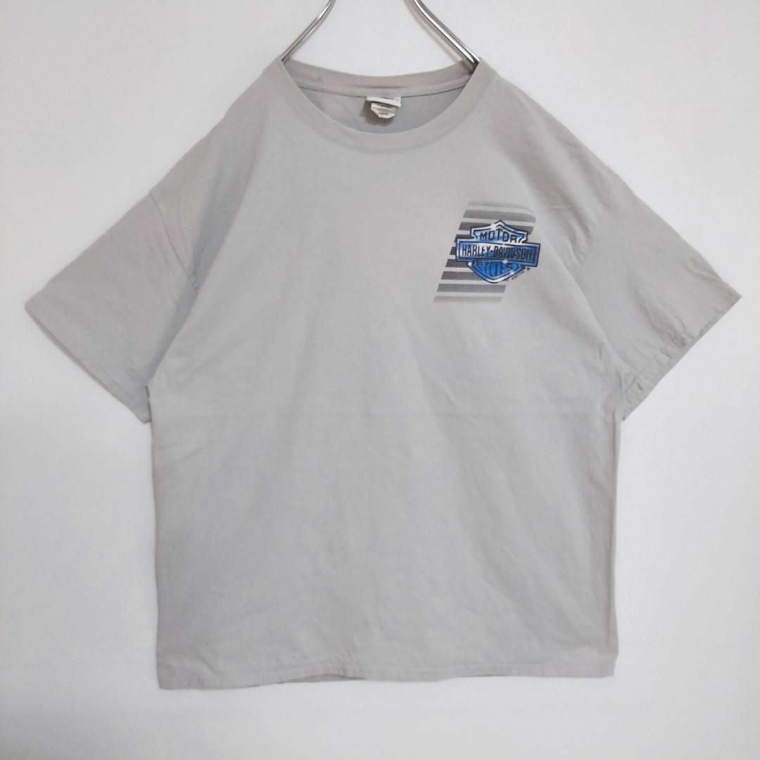 3XL相当 ハーレーダビッドソン 半袖 Tシャツ 両面プリント グレー ゆる