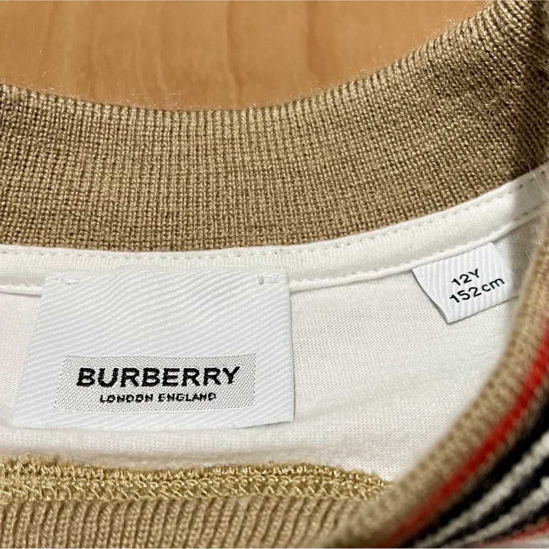 BURBERRY(バーバリー)のバーバリージャパン　BURBERRY  ロゴ　アイコンストライプ　白　Tシャツ キッズ/ベビー/マタニティのキッズ服男の子用(90cm~)(Tシャツ/カットソー)の商品写真