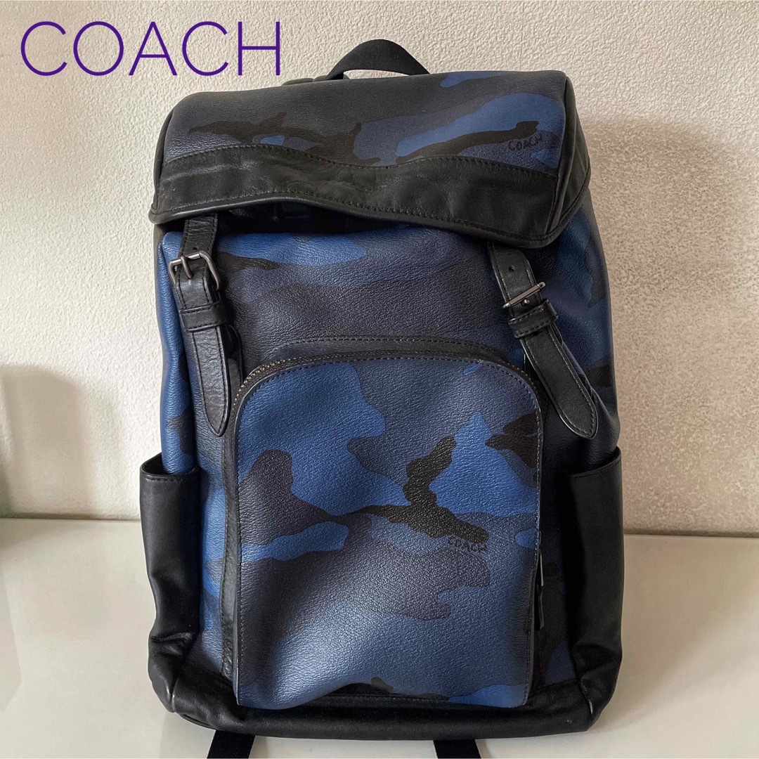 COACH バックパック　リュック　迷彩柄 PVC レザータウンユース