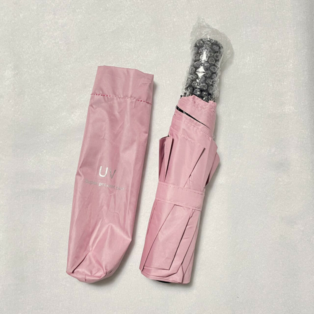 晴雨兼用 折りたたみ傘 ワンタッチ ピンク 日傘 自動開閉 UVカット レディースのファッション小物(傘)の商品写真