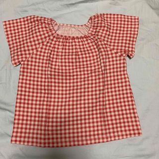 ユニクロ(UNIQLO)のユニクロ　半袖カットソー　ギンガムチェック　90 美品(Tシャツ/カットソー)