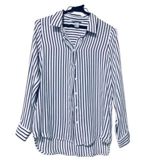 エイチアンドエム(H&M)のH＆M レディース シャツ ストライプ ホワイト(シャツ/ブラウス(長袖/七分))