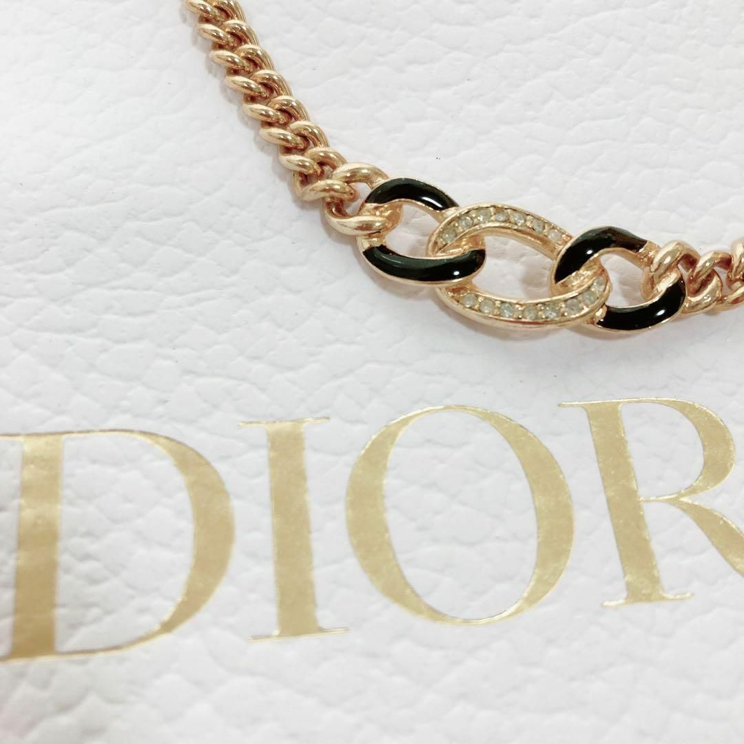 395445cmチャーム縦極美品 ディオール Dior ネックレス GP ラインストーン