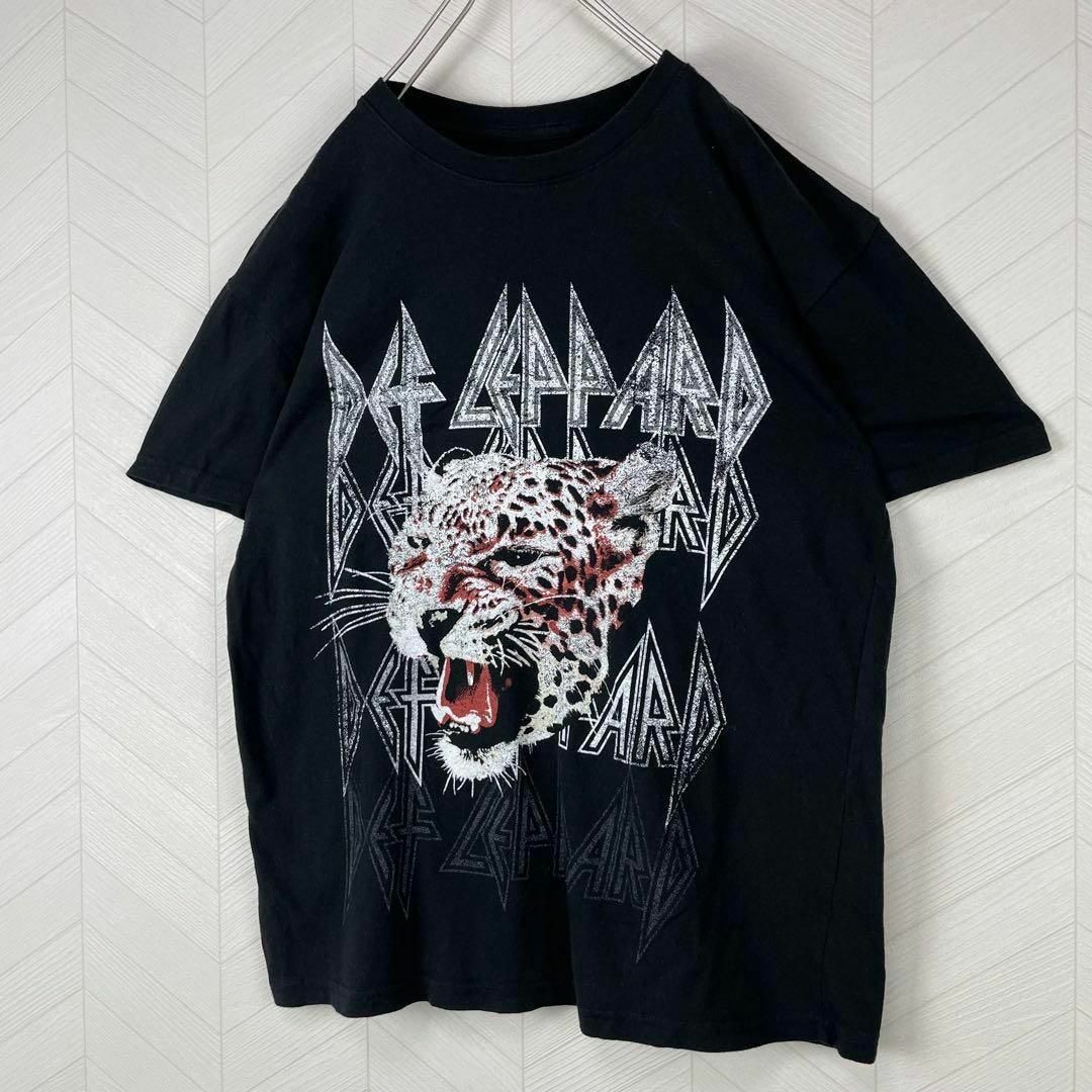 MUSIC TEE(ミュージックティー)の希少 デフレパード Tシャツ 豹 ヒョウ オフィシャル バンドT USA古着 メンズのトップス(Tシャツ/カットソー(半袖/袖なし))の商品写真