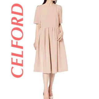 セルフォード(CELFORD)の【新品タグ付】CELFORD　フィットフレアワンピース　ピンク　36　二の腕(ロングワンピース/マキシワンピース)