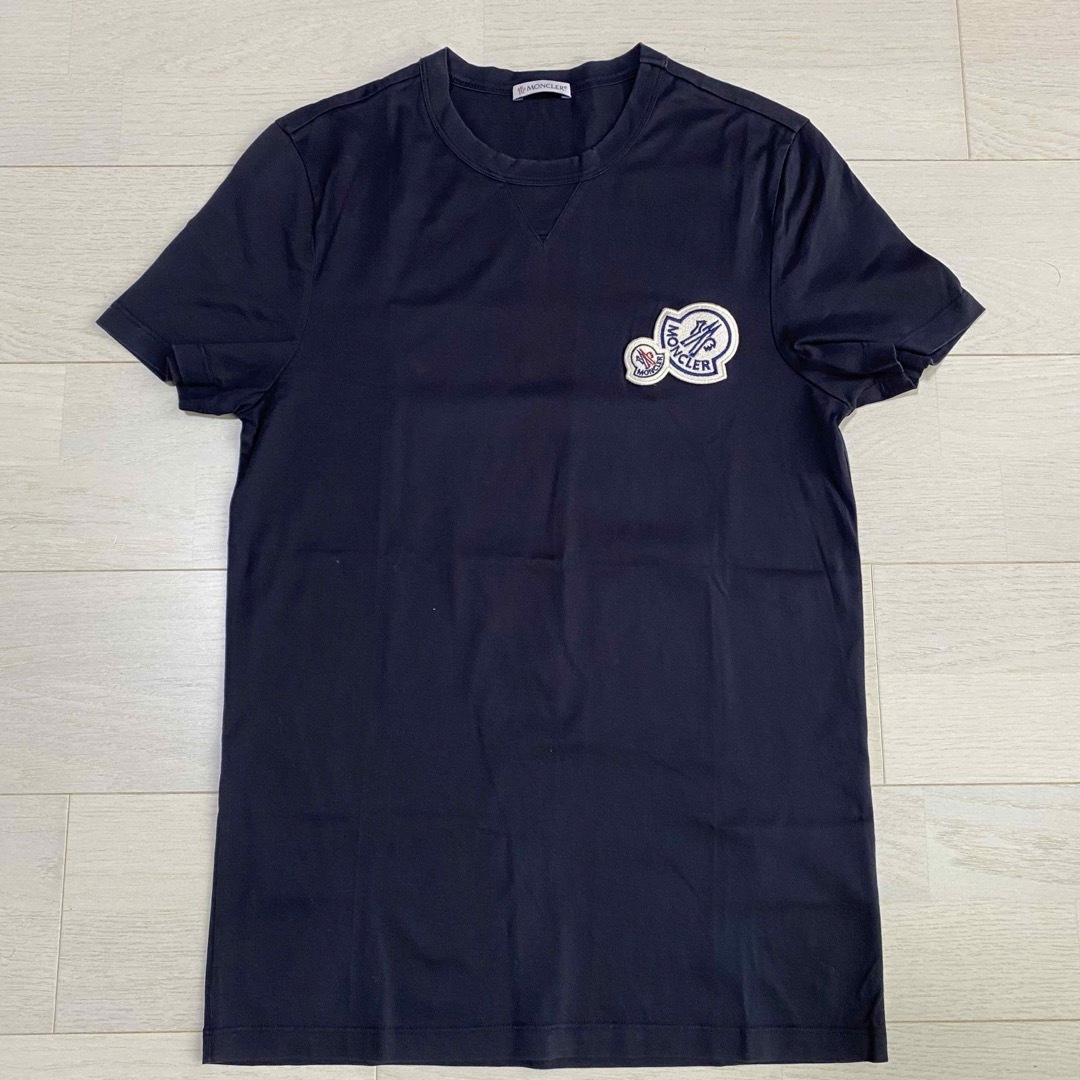 美品 モンクレール ダブルワッペンTシャツ ネイビー | フリマアプリ ラクマ