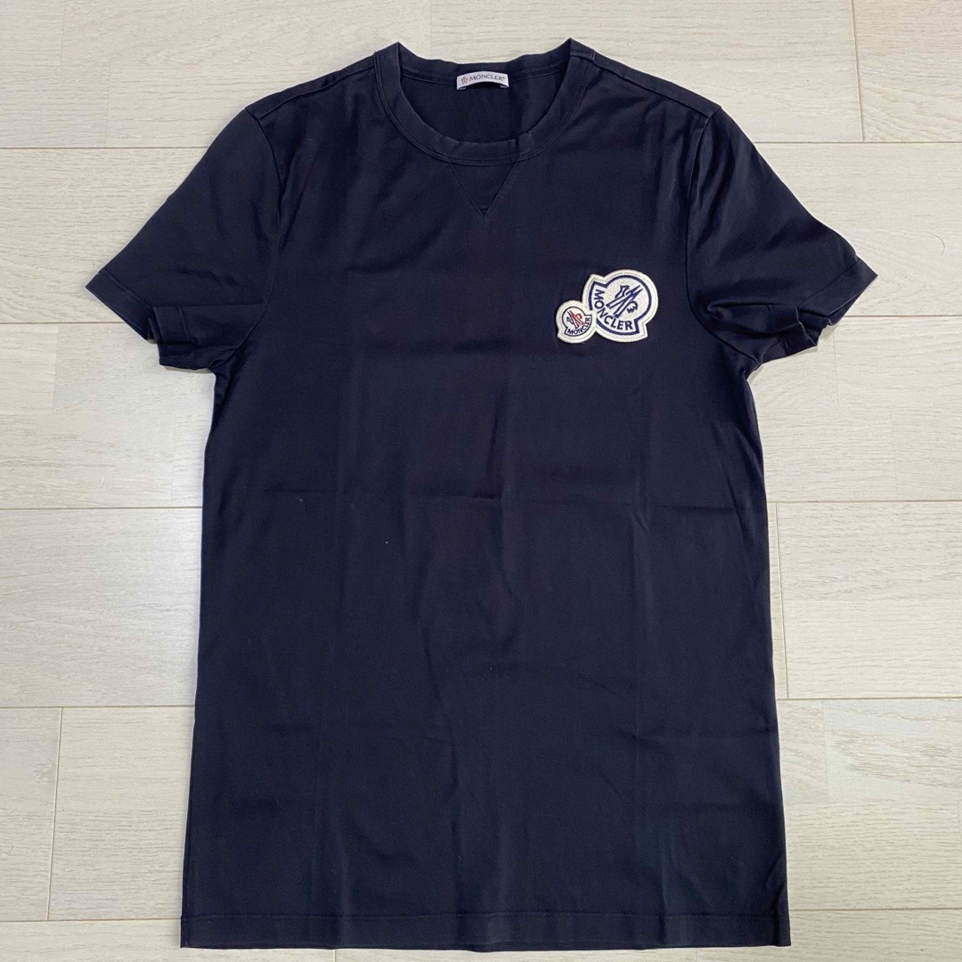 MONCLER ダブルワッペン　半袖Tシャツ　Mサイズ　ネイビー　モンクレール