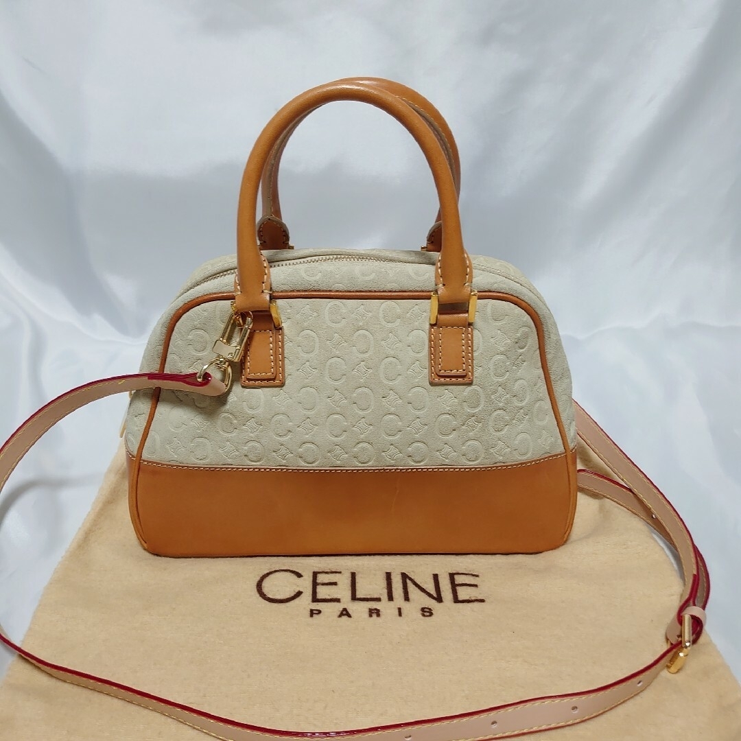 美品 CELINE マカダム柄 2way ハンドバッグ スエード