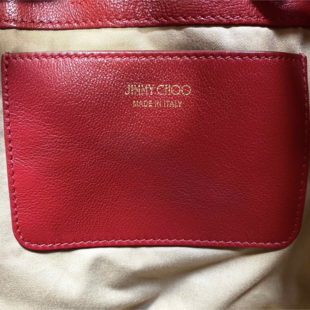 極美品】JIMMY CHOO BARRA/S RED 2WAY巾着トートバッグ - トートバッグ