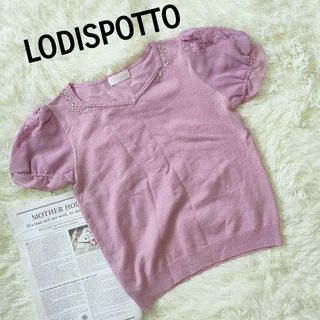 ロディスポット(LODISPOTTO)の【大人気】 LODISPOTTO 半袖トップス レース チュール ビジュー M(Tシャツ(半袖/袖なし))