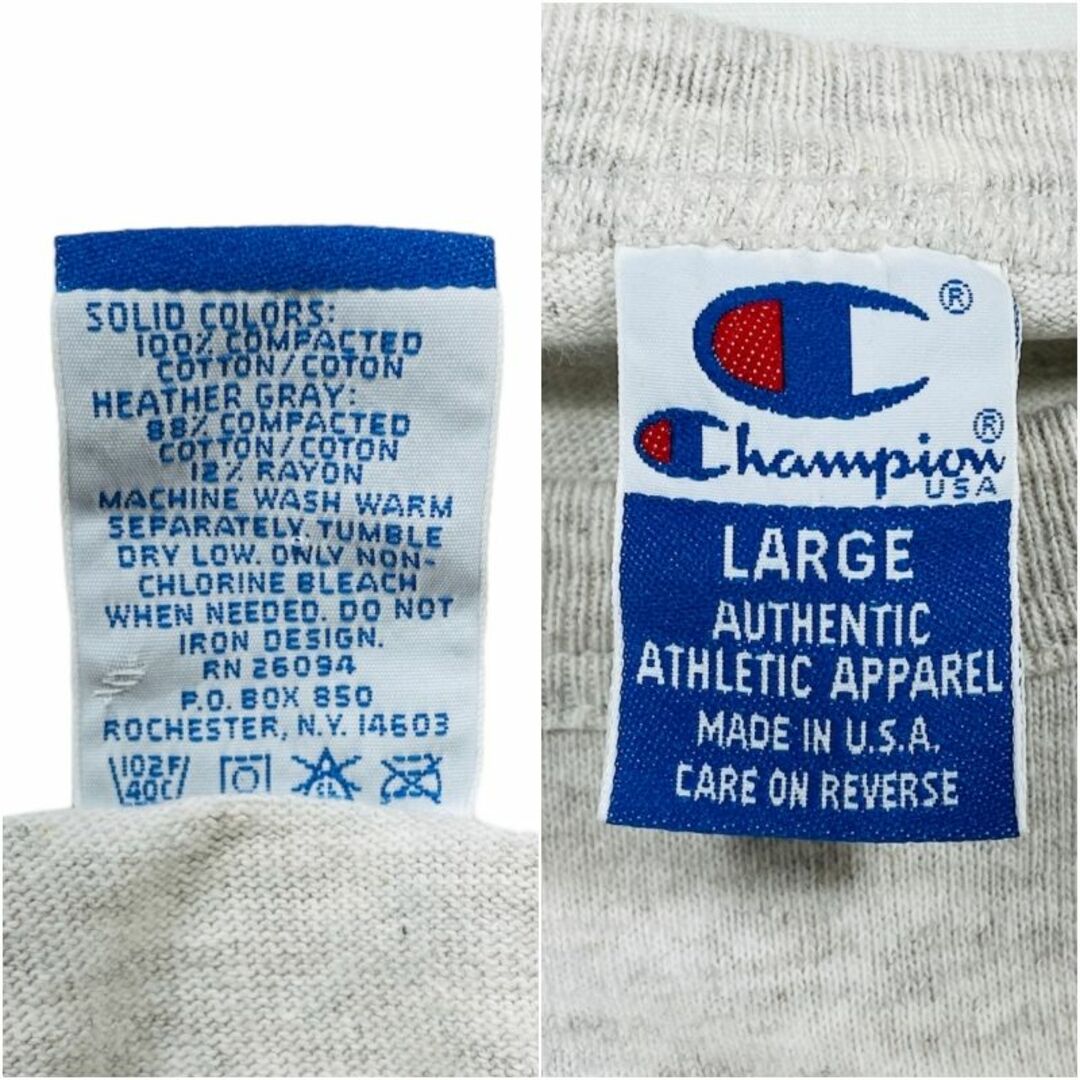 90s USA製 チャンピオン 88/12 Tシャツ 杢グレー 霜降り 6