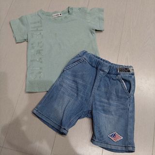 ブランシェス(Branshes)のブランシェス　Tシャツ　エフオーキッズ　デニムハーフパンツ　セット　80(Ｔシャツ)