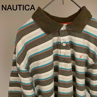ノーティカ(NAUTICA)のNAUTICA ノーティカ ボーダーポロシャツ 刺繍ロゴ(ポロシャツ)