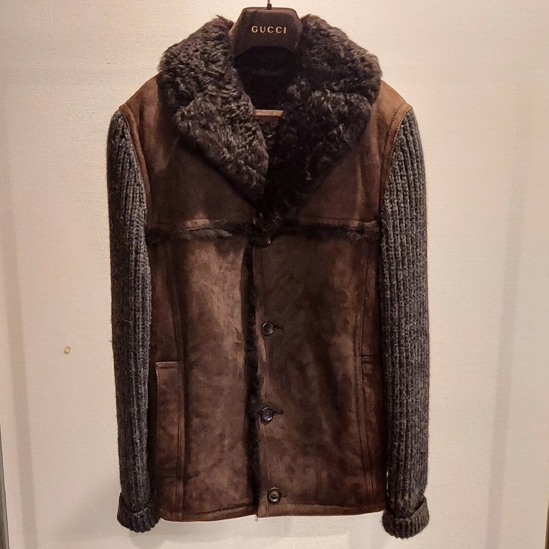 GUCCI (グッチ) メンズ ラムスキンニットボアコート ジャケット 44 | フリマアプリ ラクマ