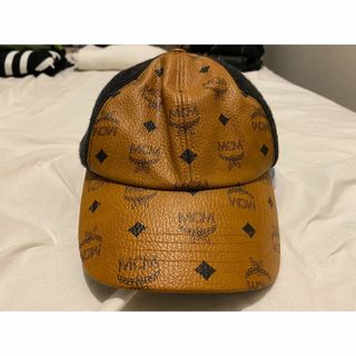 MCM ベースボールキャップ ロゴグラム レザー キャメル