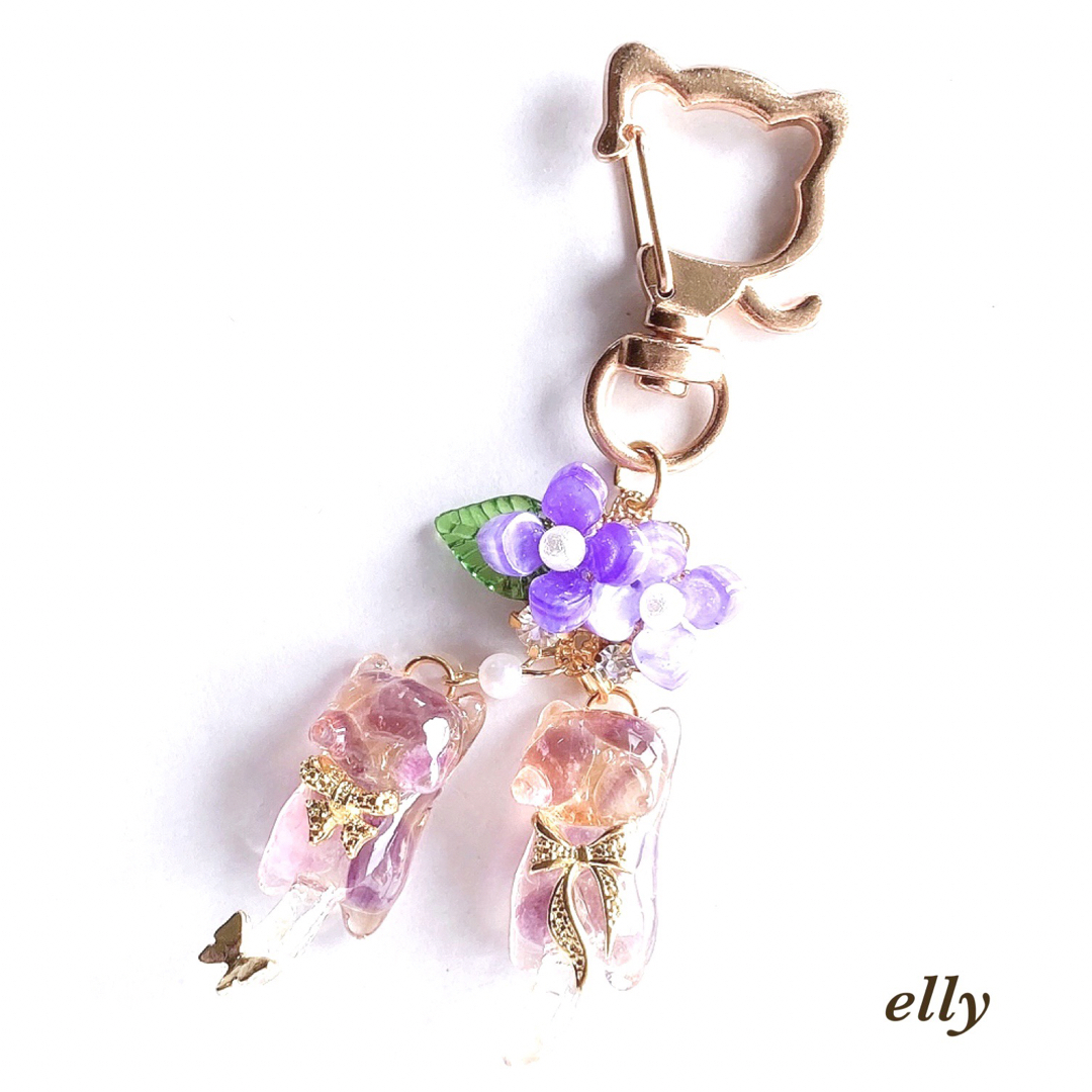 天然石 フローライト ジャンピング猫 レジン バッグチャーム 他 - 通販