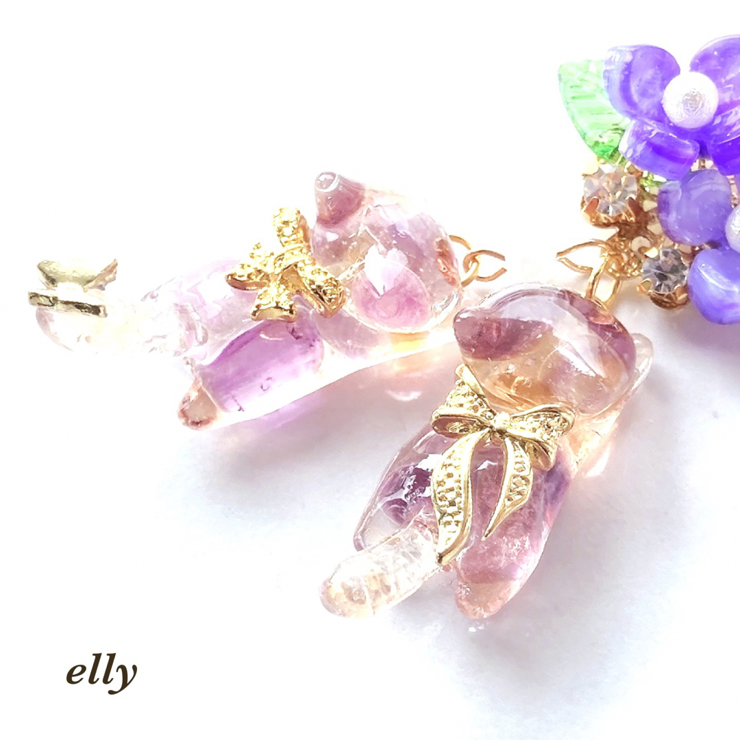 天然石 フローライト ジャンピング猫 レジン バッグチャーム 他 - 通販