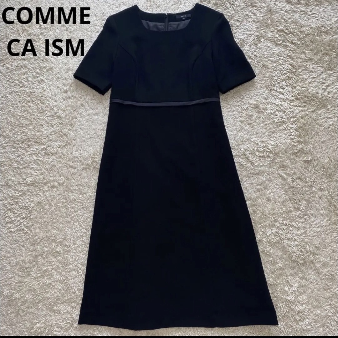 COMME CA ISM(コムサイズム)の美品✨ コムサイズム 礼服 フォーマル 半袖 ワンピース 黒 M レディースのワンピース(ひざ丈ワンピース)の商品写真