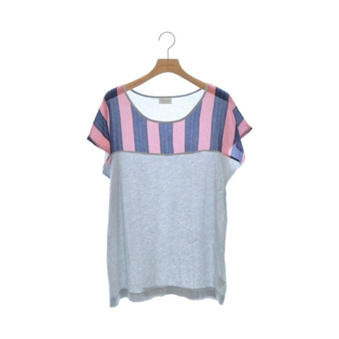 DRIES VAN NOTEN(ドリスヴァンノッテン)のDRIES VAN NOTEN Tシャツ・カットソー XS グレーxピンクx紺 【古着】【中古】 レディースのトップス(カットソー(半袖/袖なし))の商品写真