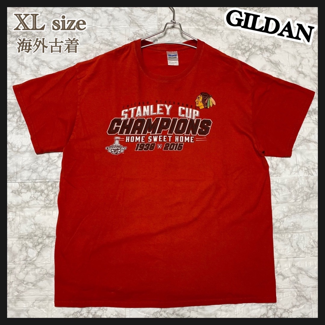 GILDAN(ギルタン)の⑪ XL レッド 赤 古着 Tシャツ 半袖 GILDAN メンズ レディース メンズのトップス(Tシャツ/カットソー(半袖/袖なし))の商品写真