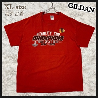 ギルタン(GILDAN)の⑪ XL レッド 赤 古着 Tシャツ 半袖 GILDAN メンズ レディース(Tシャツ/カットソー(半袖/袖なし))
