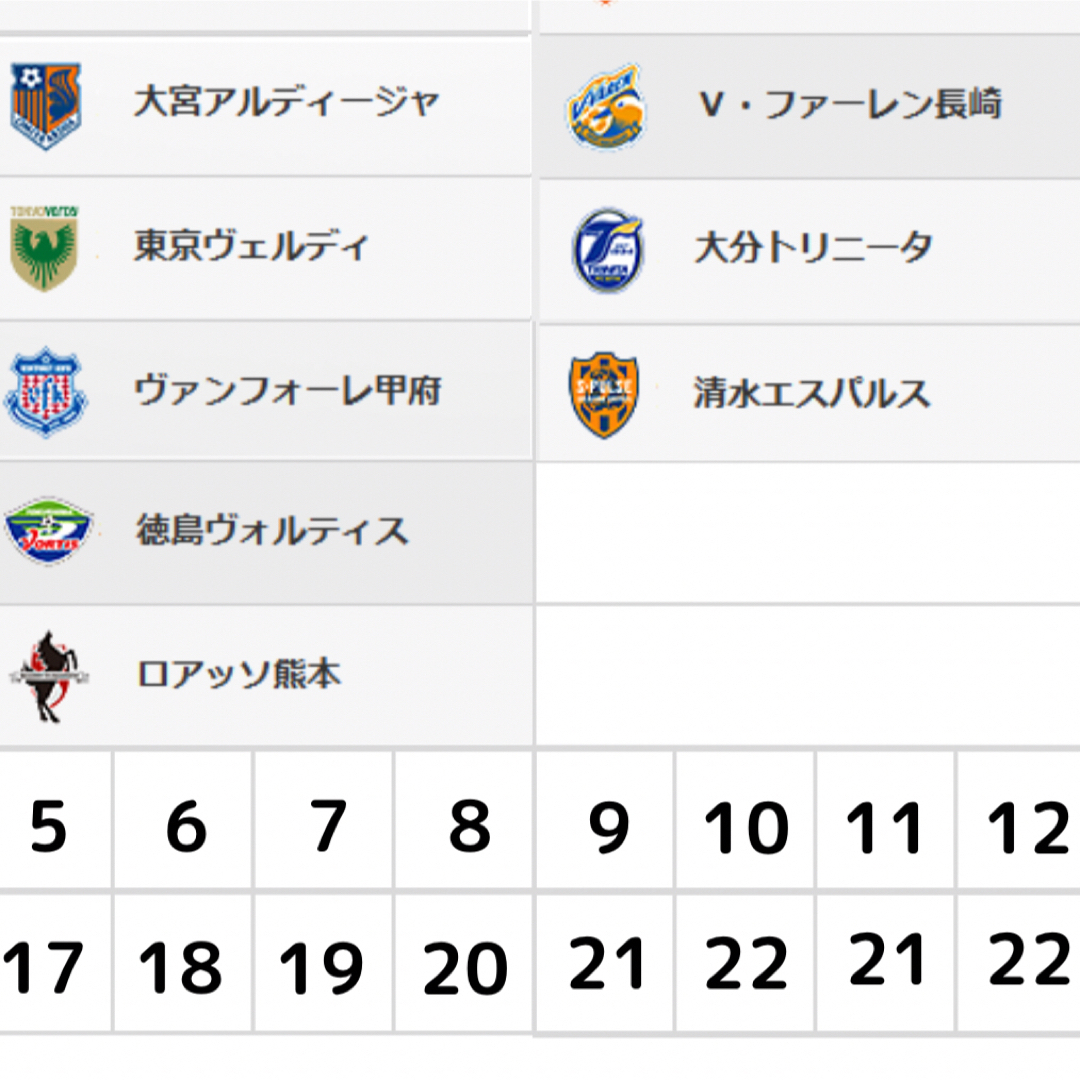 【🇯🇵J2】サッカー順位表 手作りマグネットボード スポーツ/アウトドアのサッカー/フットサル(応援グッズ)の商品写真