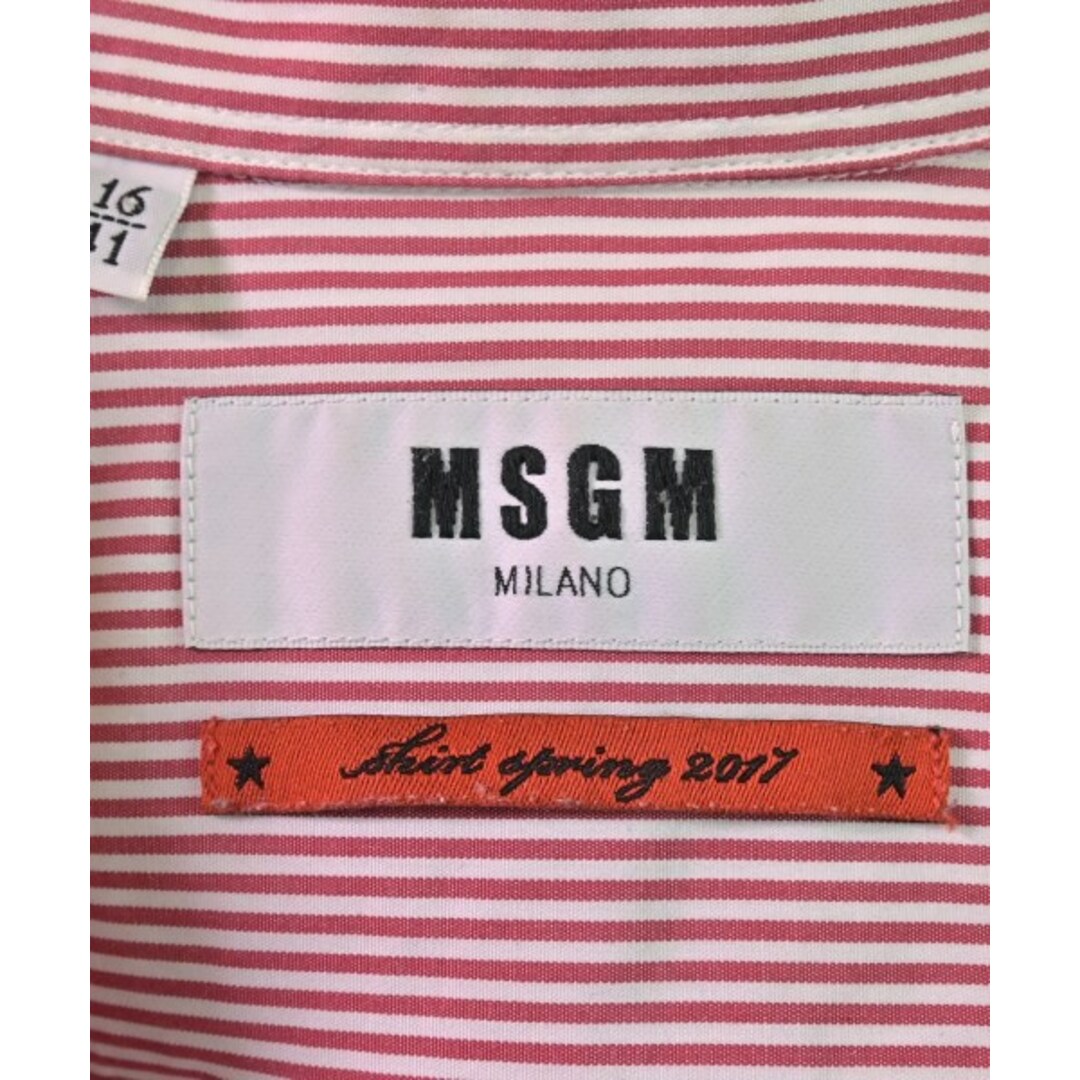 MSGM(エムエスジイエム)のMSGM カジュアルシャツ 41(XL位) 赤x白(ストライプ) 【古着】【中古】 メンズのトップス(シャツ)の商品写真
